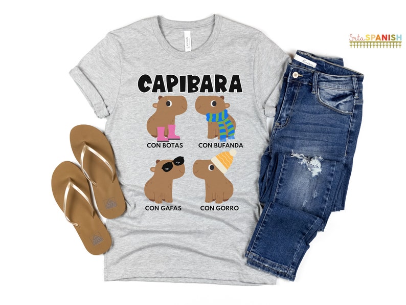 Funny Capybara TShirt Spanish Teacher Bilingual Teacher Tee Dual Language Instruction Tee Capibaras Athletic Heather