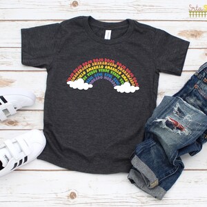 Los Colores Vocabulary Rainbow Tee T Shirt Bilingual Language Multilingual Dual Language Toddler Short Sleeve Tee image 7