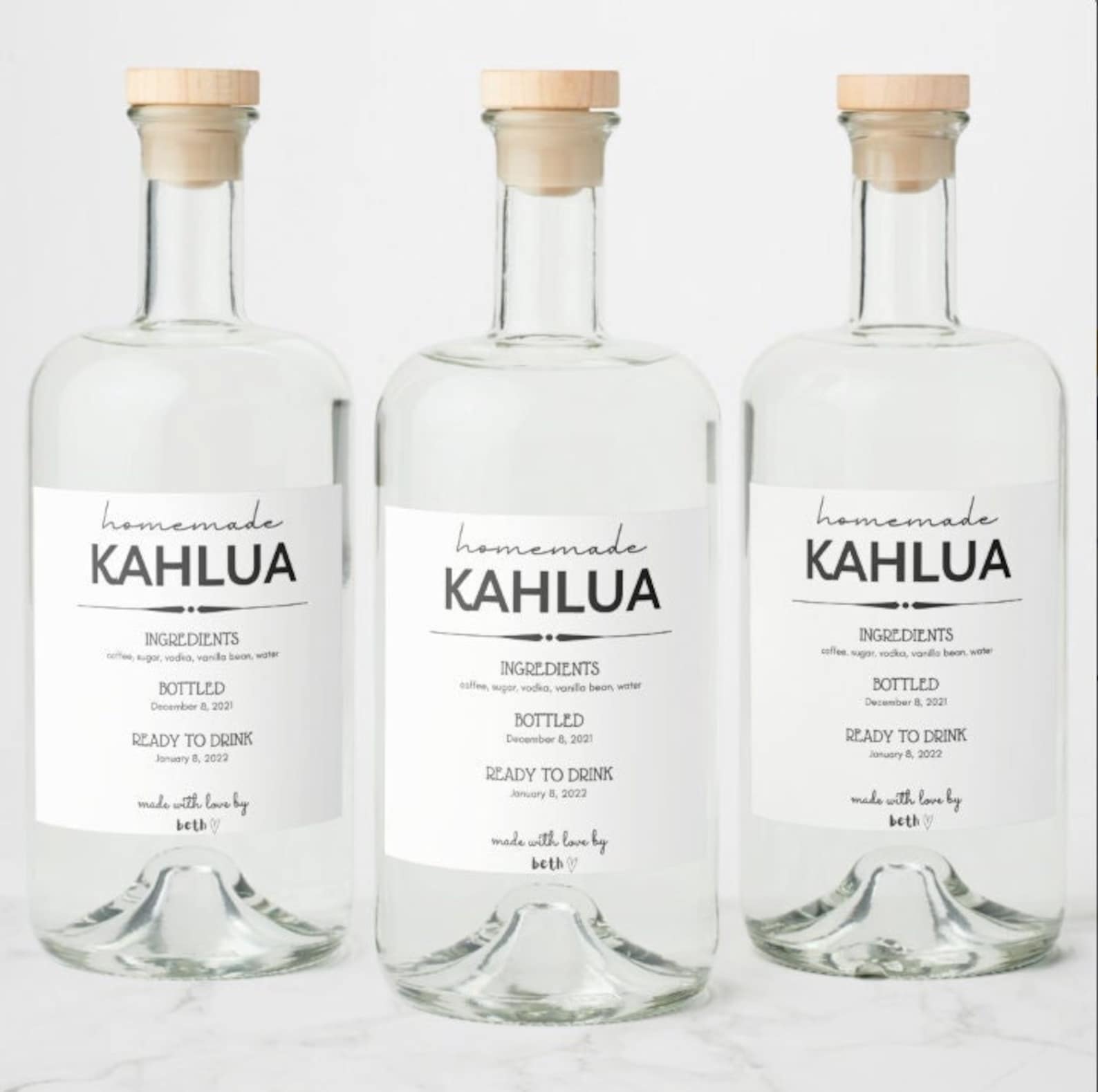Custom Kahlua Labels, Homemade Kahlua Labels, Gift Tags, Printable ...