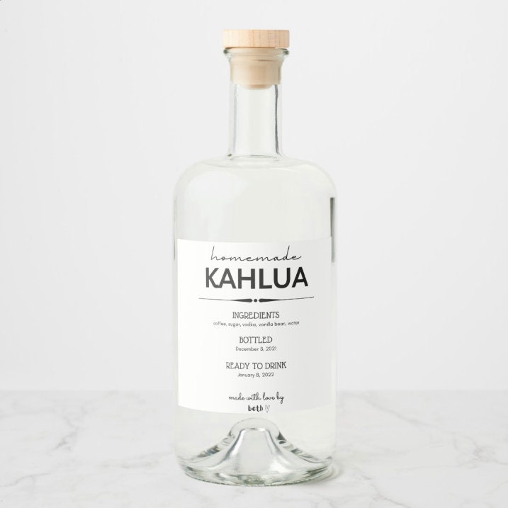 Custom Kahlua Labels, Homemade Kahlua Labels, Gift Tags, Printable ...
