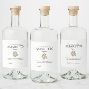 Homemade Amaretto Labels + Recipe, Printable labels, Instant Download, Recipe Card, Holiday Gifts