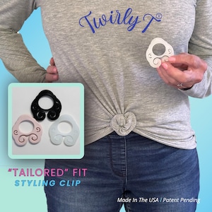 TwirlyT Shirt Cincher Clip for Women | T-Shirt Clip, Waist Cincher, Clothing Cinch Clip, Scarf Ring, T-Shirt Scrunchie, Shirt Tie