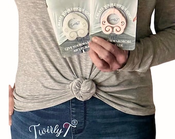 TwirlyT: Shirt cinch clip that transforms boxy tops and baggy t-shirts into fun, fit, and flattering fashion. One to wear & one to share.