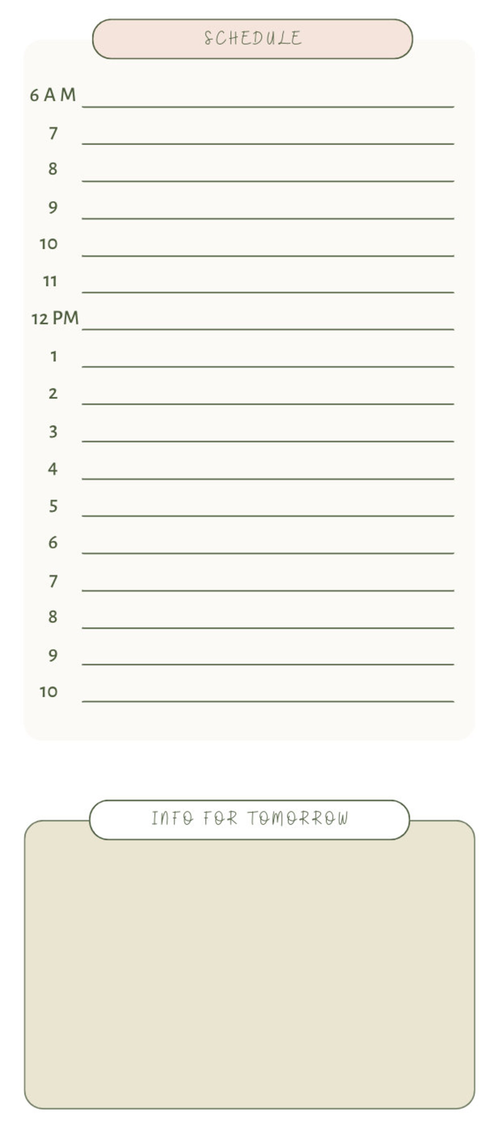 Printable Daily Planning Template, Daily Planner, Daily To-do List