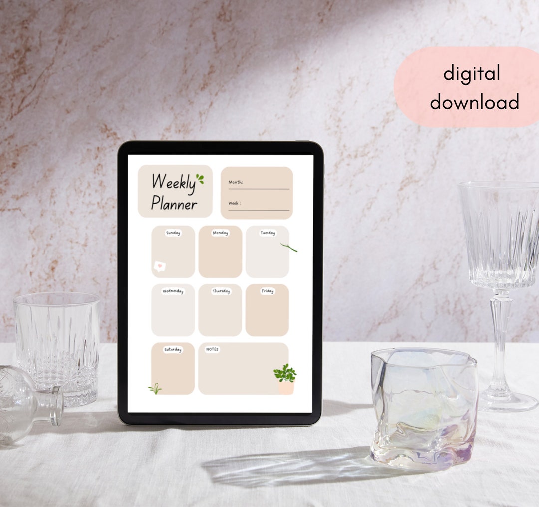 Printable Weekly Planner Hourly Layout Weekly Schedule Etsy