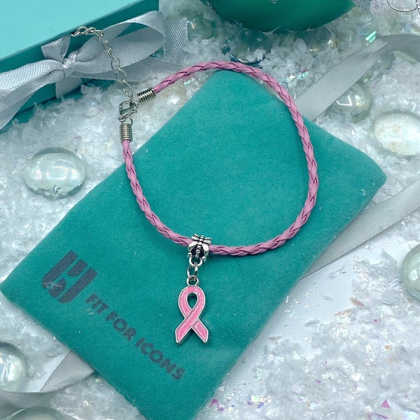 Pink Ribbon BREAST CANCER Bracelet Gift. Health, Oncology, Doctor, Nurse, Worker, Survivor, Warrior- 10% donated to MacmillanUK