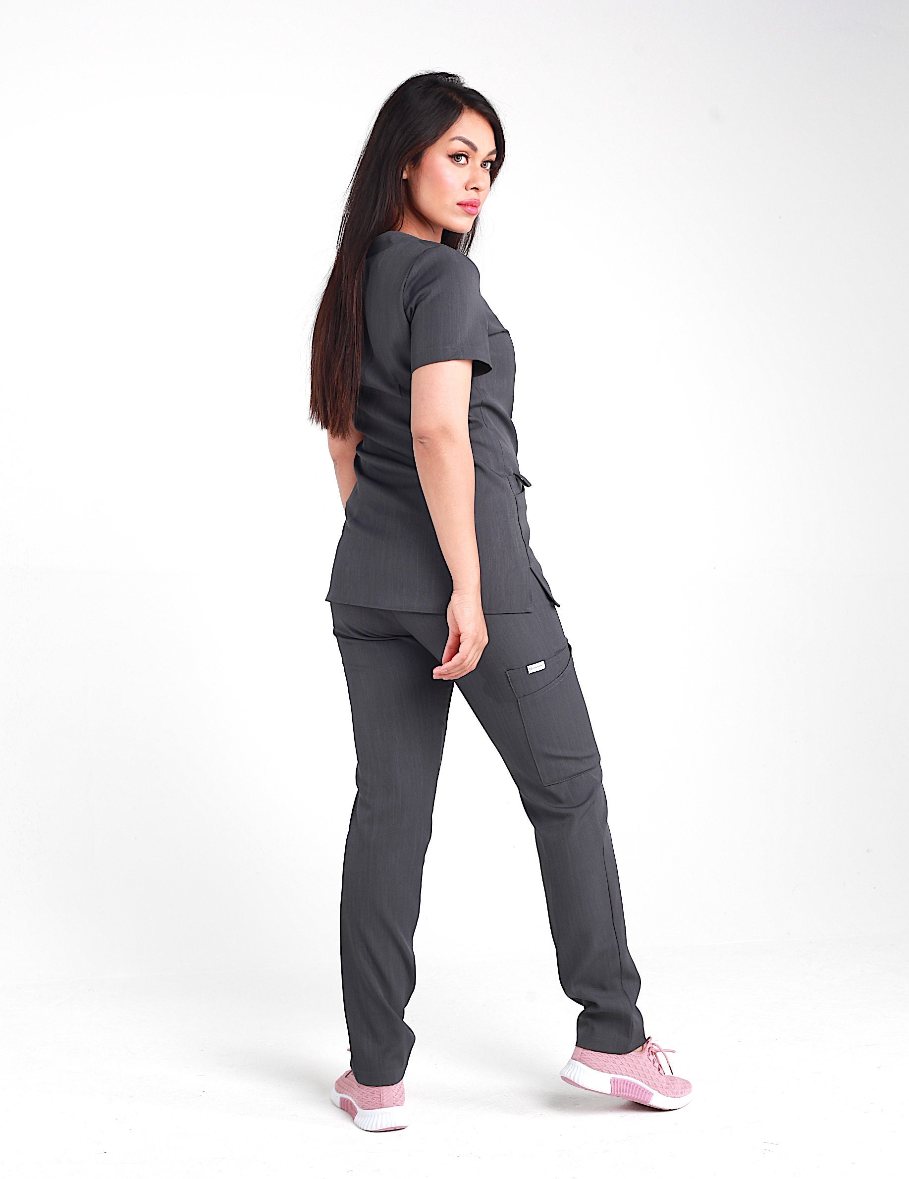 ICONS SCRUBS. Fitted, Flattering Scrub Pants. Midnight Navy, Charcoal