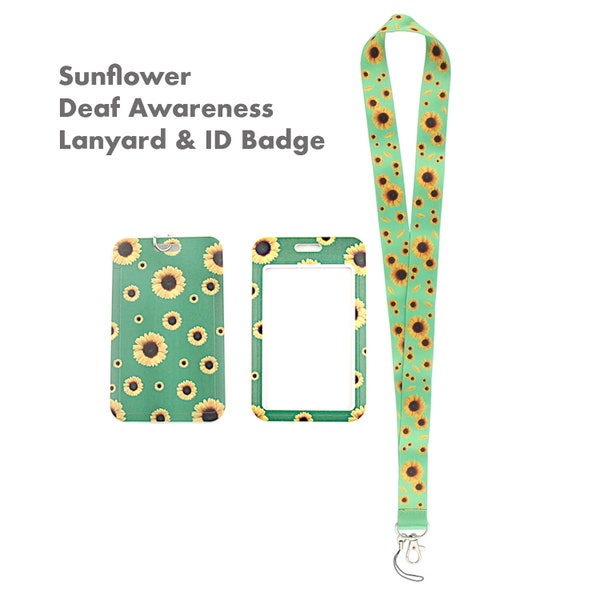 Sunflower DEAF AWARENESS Lanyard & ID Badge Holder