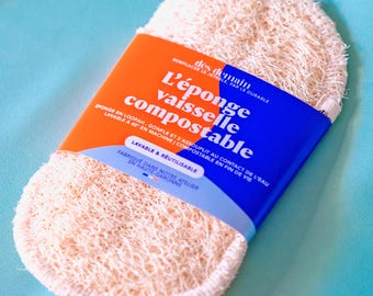 L'éponge vaisselle zéro plastique - zéro déchet & compostable | éponge vaisselle en loofah | dès demain