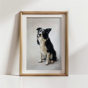 Border Collie Dog Oil Painting Wall Art Print, Vintage-Inspired (Digital Download)