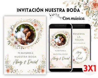 Modern Wedding Invite, Invitation Set, Save the date, Floral Wedding Invite, Botanical Wedding Invitation, Wedding Invitation With Photo