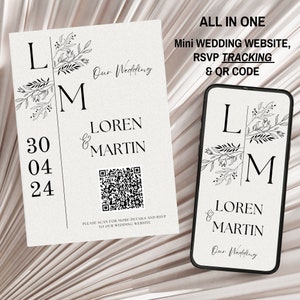 Invitation de mariage Qr Code et suivi Rsvp, page RSVP en ligne, RSVP numérique, formulaire Rsvp, site Web de mariage, Rsvp et calendrier en ligne, canva Rsvp