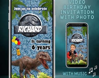 Dinosaurs invitation, Custom Kids Birthday Invitation with photo, Boys & Girls Evite, Jurassic world invite, Digital Kids Party Invite