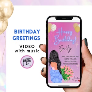 Birthday Card for her, Mobile Birthday Card, Birthday Card send via WhatsApp for her, Digital Birthday, Happy Birthday animated card
