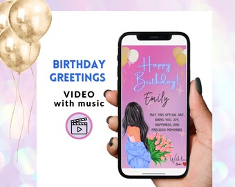 Birthday Card for her, Mobile Birthday Card, Birthday Card send via WhatsApp for her, Digital Birthday, Happy Birthday animated card