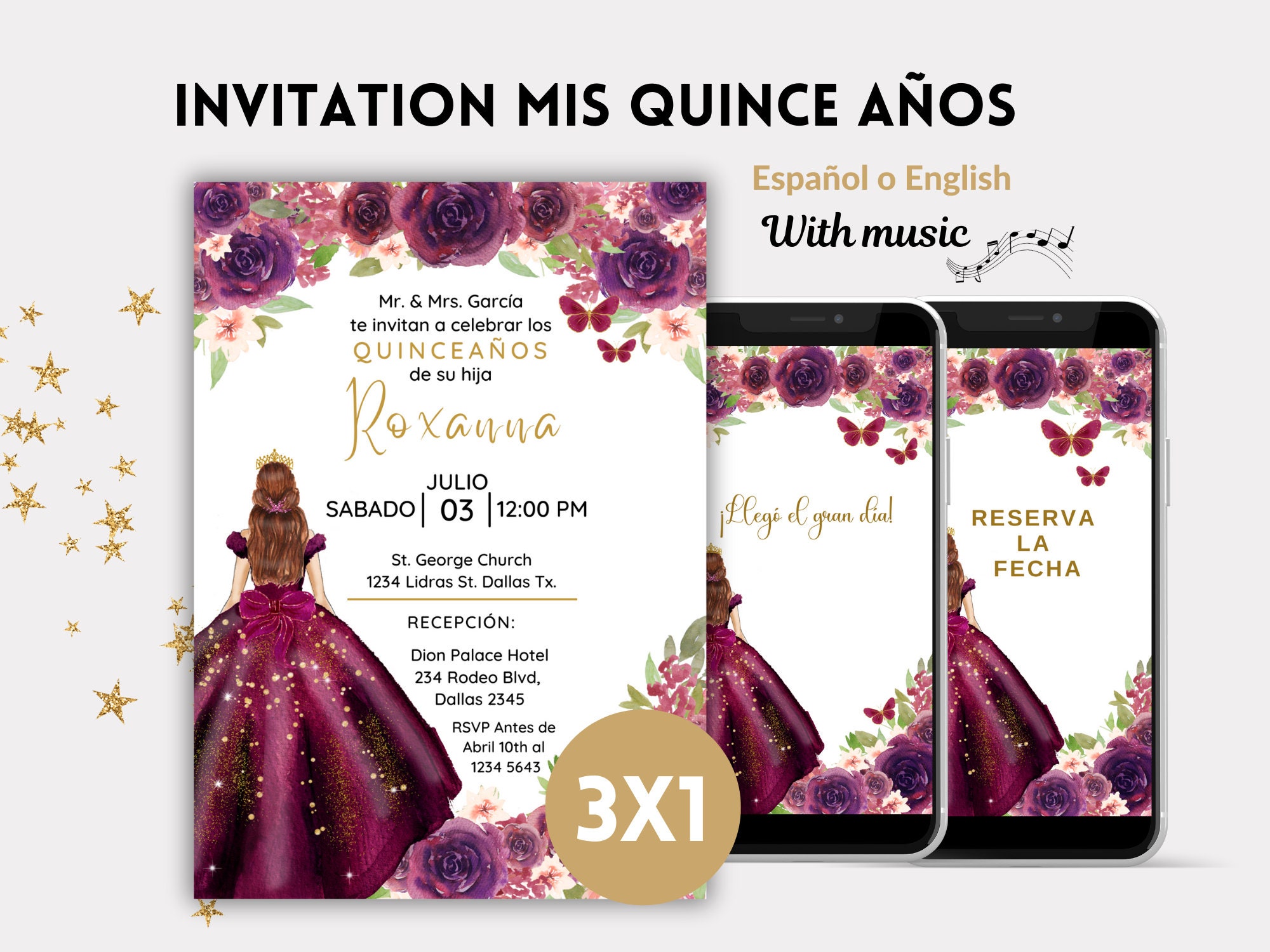 Quinceanera Invitations Wine Color - Etsy, image size:2000x1500
