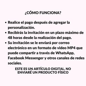 May include: Text explaining how a digital product works. It says, "&iquest;C&Oacute;MO FUNCIONA?" and lists steps for purchasing and receiving the product. The text also says, "ESTE ES UN ART&Iacute;CULO DIGITAL, NO ENVIAR&Eacute; UN PRODUCTO F&Iacute;SICO."