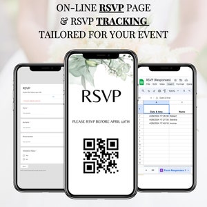 Page RSVP en ligne, suivi RSVP, RSVP numérique, carte Rsvp numérique, formulaire Rsvp, organisateur de mariage, modèle de mariage, suivi de la liste des invités