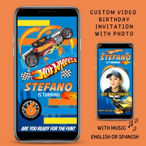 Hot wheels Invitation, Custom Kids Birthday Invitation with photo, Boys & Girls Evite, Cars Birthday Invite, Digital Kids Party Invite
