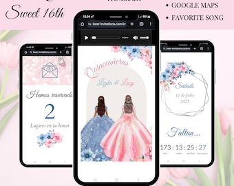 Twin Quinceanera Invitation & Rsvp Tracking, Quinceañera Video Invitation, Digital RSVP, Rsvp Form, 15Th Birthday, Online Rsvp And Schedule