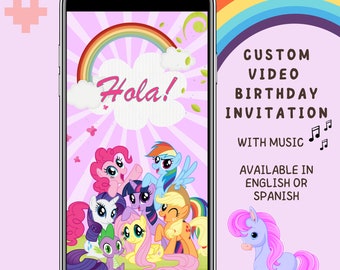Little Pony Birthday Invitation, Digital Birthday Invite, Personalized Invitation, Girl mobile invite, Birthday Invite For Kids, Kids invitation