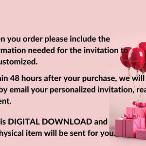 Rose gold Party Einladung, rose gold Geburtstag Einladung, digitale Einladung für Frauen, rose gold Einladung Geburtstagsessen, elektronische Einladung Bild 7