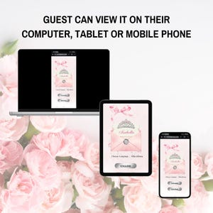 Digital inbjudan och OSA-spårning till rosa Quinceanera-festen, digital inbjudan till Törnrosa, videoinbjudan till Quinceañera bild 9
