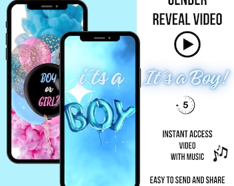 It's A Boy Gender Reveal Video, Instant Download Gender Reveal Video, Digital Pregnancy Announcement Social Media, Smoke Bomb, Countdown