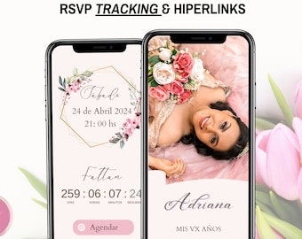 Quinceanera Invitation & Rsvp Tracking, Quinceañera Video Invitation, Digital RSVP, Rsvp Form, 15Th Birthday, Online Rsvp And Schedule