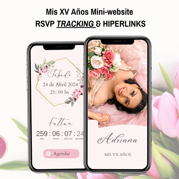 Quinceanera Invitation & Rsvp Tracking, Quinceañera Video Invitation, Digital RSVP, Rsvp Form, 15Th Birthday, Online Rsvp And Schedule