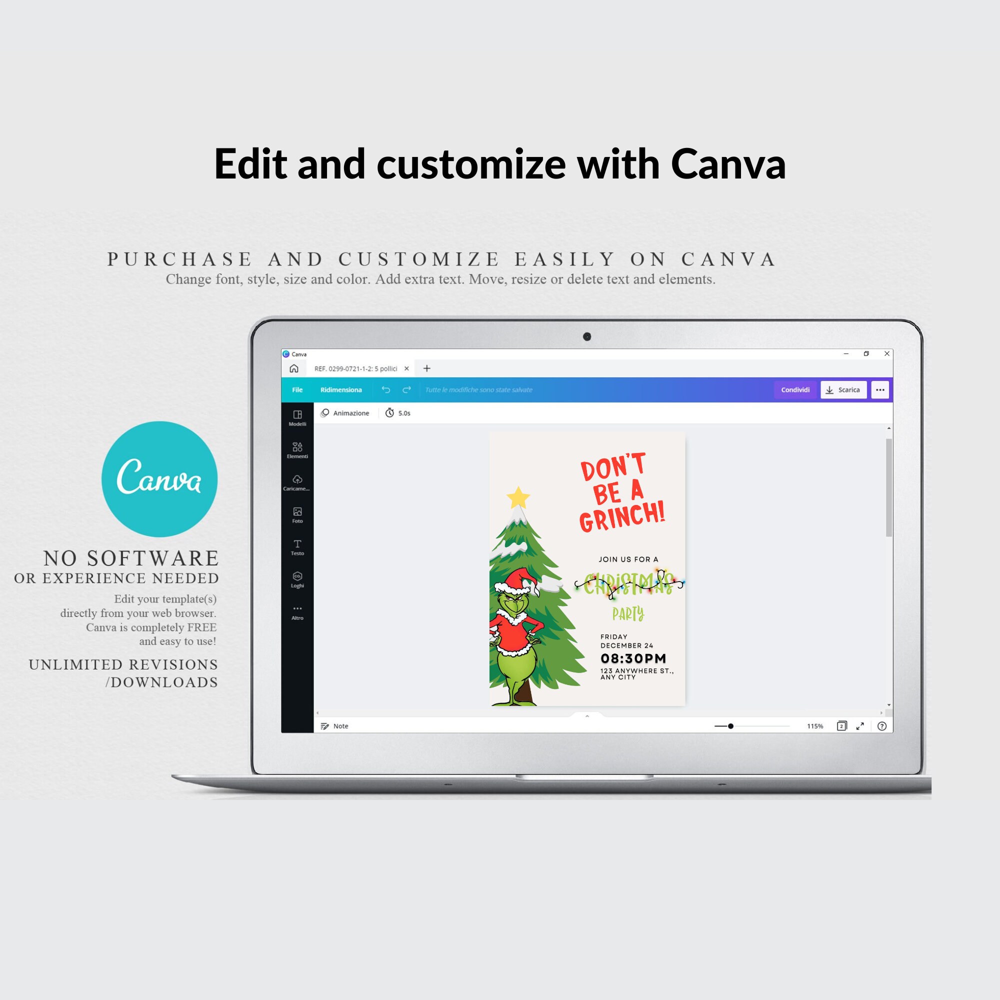 Editable Grinch Party Invitation Merry Grinchmas Invitation Grinch