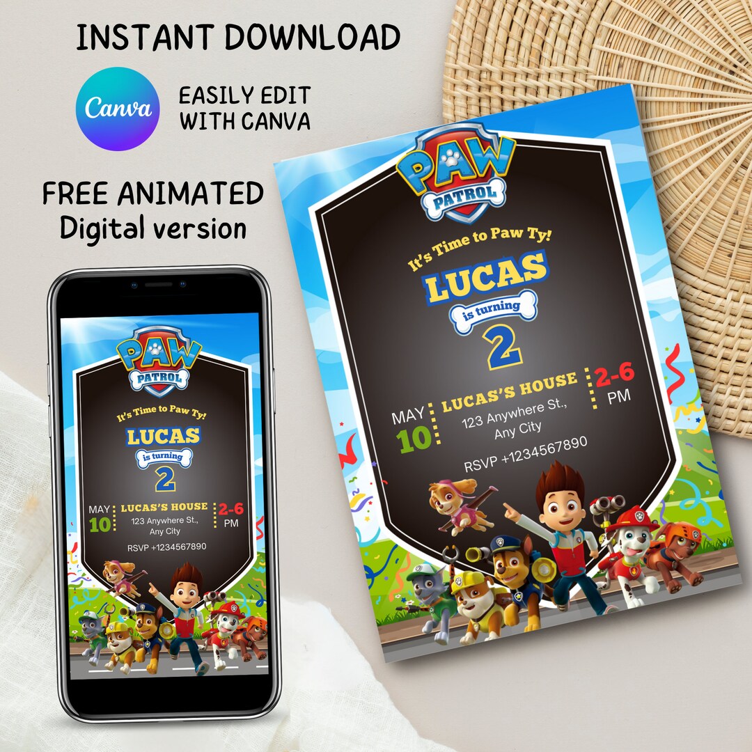 Editable Birthday Invitation Template, Printable Birthday Party