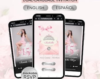 Digital Quinceanera pink coquette Invitation & Rsvp Tracking, Sleeping beauty Invite Digital Sweet 16, Quinceañera Video Invitation