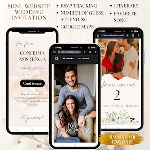 Digitale Hochzeitseinladung - Anklickbare RSVP - Online-Registrierungsformular - Anpassbares Webdesign - Nachverfolgbare RSVP-Vorlage für Online-Registrierungsformular