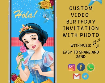 Snow White Birthday Girl Invitation with photo, Birthday Party Invitation, Birthday Party Invites, Invitation with photo, digital invite