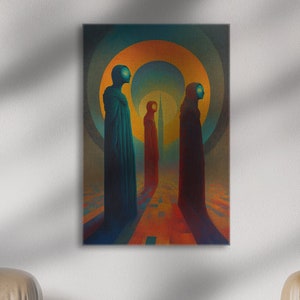 Contact, Oil Painting Print on Canvas | Unique Colorful Painting | Surrealism| Framed canvas art