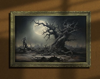 Tree of death, Spooky living room art, Dark Academia, Ghost Art, Gothic Home Decor, Halloween print, Gothic Victorian, Witchy Art, Dark Art