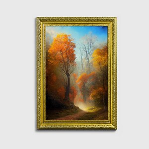 North Trail, Ornate framed original landscape Oil Painting Print on Fine Art Paper in Ornate Gold or Bronze Frame
