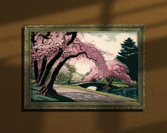 Japanese Cherry Blossoms, Garden Art, Print on Canvas or Fine Art Paper, cool living room art, Sakura, Japanese Cherry, Nature, Cherry Tree