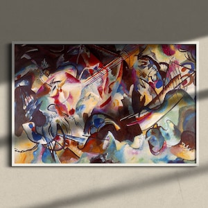 Composition VI, Abstract Wall Art, Expressionism Art, Framed Print in Vintage Gold or Bronze Frame, Wall Decor, Wall Poster, Wall Art Print