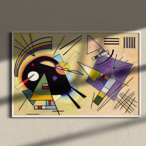 Black and Violet, Abstract Wall Art, Expressionism Art, Framed Print in Vintage Gold or Bronze Frame, Wall Poster, Wall Art Print