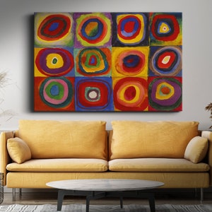 Squares With Concentric Circles (Wassily Kandinsky 1913), Canvas Art, Abstract Wall Art, Modern Art Painting, Expressionism Art,