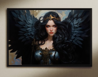 Valkyrie, Print on Canvas or Fine Art Paper, cool living room art,  Nordic Mythology Art, Angel art, Fantasy
