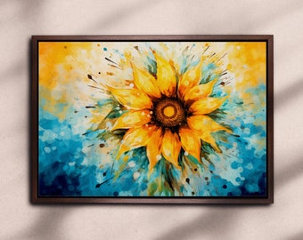 Sunflower, Oil Painting Style Print on Canvas or Fine Art Paper, cool living room art, Floral Art