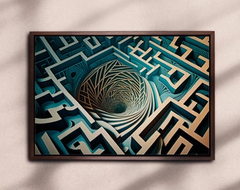 Geometric Vortex, Abstract Art, Framed Print on Canvas or Fine Art Paper, cool living room art, Abstract Art, Optical Illusion, Spiraling