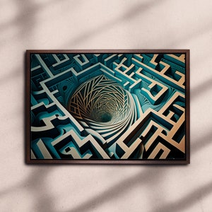 Geometric Vortex, Abstract Art, Framed Print on Canvas or Fine Art Paper, cool living room art, Abstract Art, Optical Illusion, Spiraling