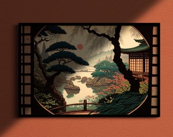Window to Japan, Woodblock print on Canvas or Fine Art Paper, Ukiyo-e, Japanese art, Traditional Print, Vintage, Oriental Art, Zen Art