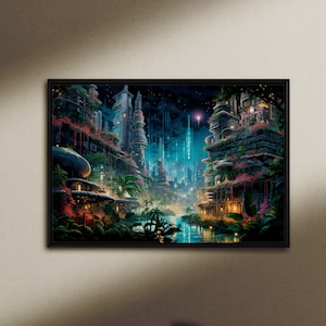 Dystopian Future City, Print on Canvas or Fine Art Paper, cool living room art, Dystopian City, Future City Print, Sci-Fi