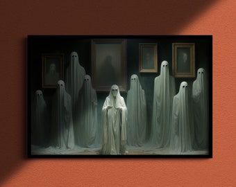Ghost Family Reunion, Spooky living room art, Dark Academia, Ghost Art, Gothic Home Decor, Halloween print, Gothic Victorian, Witchy Art