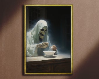 Curse this spoon, Print on Canvas or Art Paper, Dark Academia, Ghost Art, Gothic Home Decor, Halloween print, Gothic Victorian, Witchy Art